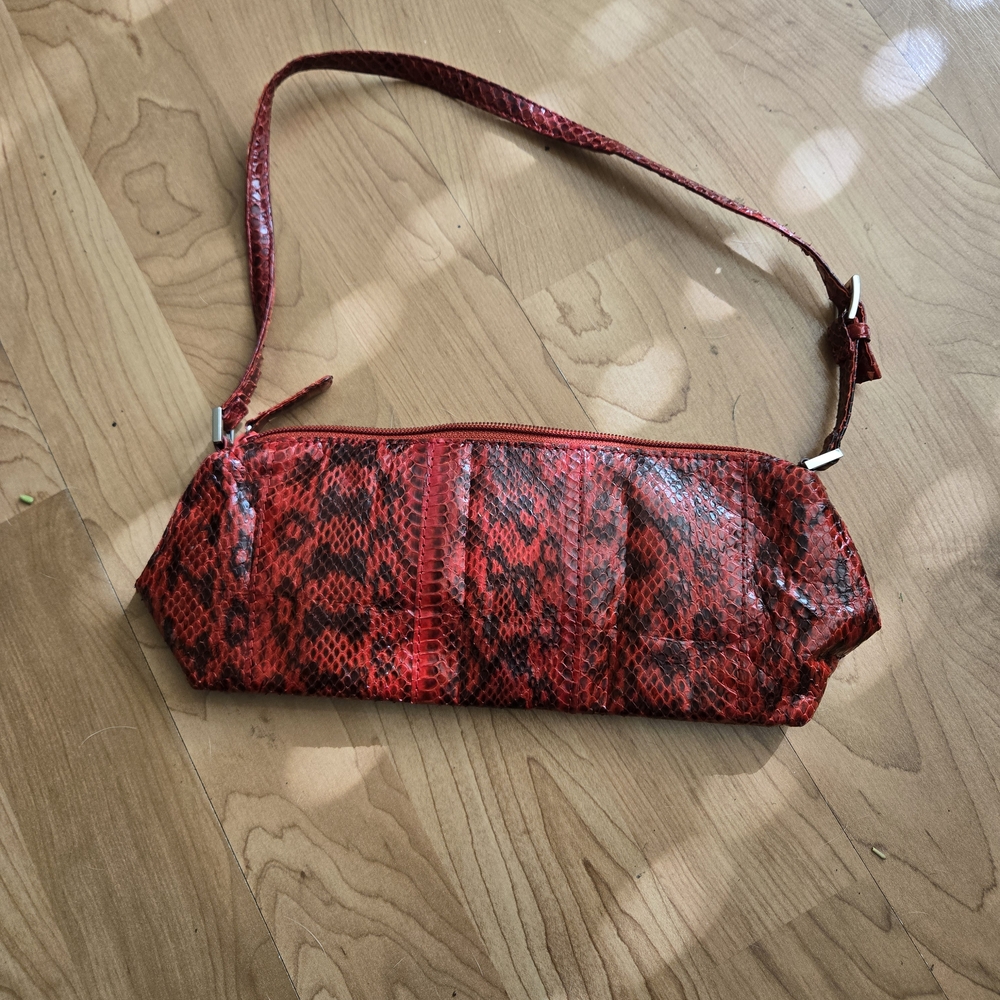 Red Snakeskin Pattern Shoulder Bag